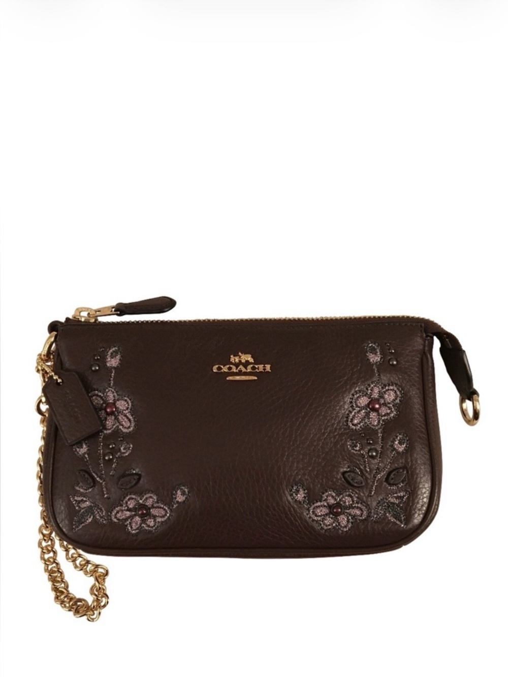 Coach Oxblood Floral Embroidered Large Leather Wristlet F11882 - Picture 14 of 14
